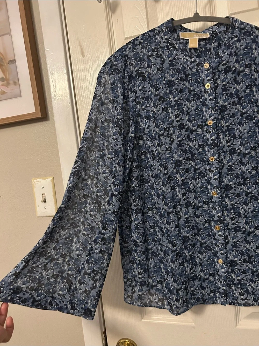 Michael Kors Women’s Navy Blue Floral Button-Up Shirt